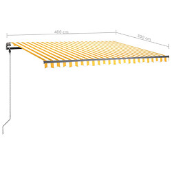 vidaXL Auvent manuel rétractable avec LED 400x300 cm Jaune et blanc pas cher