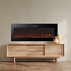 Cheminée Électrique Murale Encastrable 2000W Kekai Oregon 127x16x48 cm Noir avec Simulation de Feu Télécommande pour Intérieur