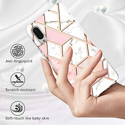 Coque en TPU 2,0mm, IMD, motif marbre, électroplaqué rose/blanc pour votre Samsung Galaxy A02/M02