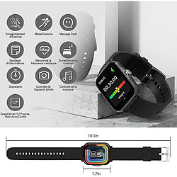 Chrono Montre Connectée Femmes, 1,7 Pouces Montre Connectée IP67 Etanche Fréquence Cardiaque Podomètre Sommeil Fitness Tracke Smartwatch pour Android iOS(noir)