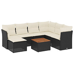 vidaXL Salon de jardin 8 pcs avec coussins noir résine tressée