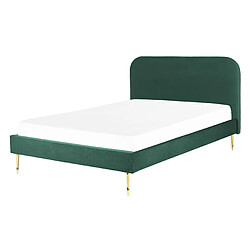 Beliani Lit double en velours vert 140 x 200 cm FLAYAT