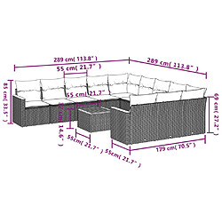 Avis Maison Chic Salon de jardin 12 pcs avec coussins | Ensemble de Table et chaises | Mobilier d'Extérieur noir résine tressée -GKD35530