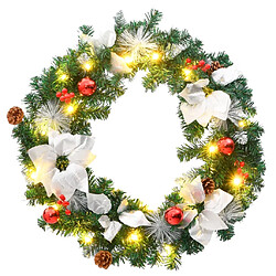 vidaXL Couronne de Noël avec lumières LED vert 60 cm PVC