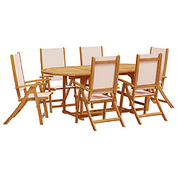 vidaXL Ensemble à Manger de jardin 7pcs bois d'acacia solide textilène