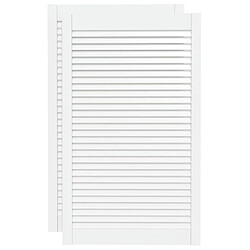 vidaXL Portes d'armoire à persiennes 2pcs blanc 99,3x59,4cm pin massif