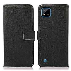 Etui en PU texture litchi, fermeture magnétique avec support, noir pour votre Realme C20/C11 (2021)