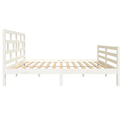 Maison Chic Lit adulte - Lit simple Cadre de lit,Structure du lit Contemporain Blanc Bois massif 140x200 cm -MN91556 pas cher