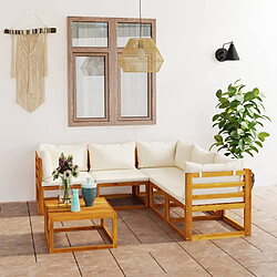 Maison Chic Salon de jardin 6 pcs - Table et chaises d'extérieur - Mobilier/Meubles de jardin Moderne avec coussin Crème Bois d'acacia solide -MN89752