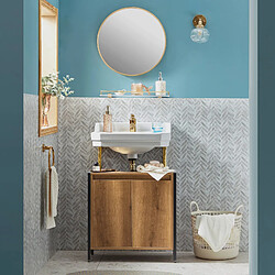 SoBuy BZR63-PF Meuble sous-Lavabo Meuble sous-Vasque à 2 étages et 2 Portes, Meuble sur Pied de Salle de Bain, Meuble de Rangement