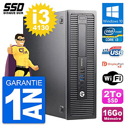 PC HP ProDesk 600 G1 SFF Intel Core i3-4130 RAM 16Go SSD 2To Windows 10 Wifi - Occasion