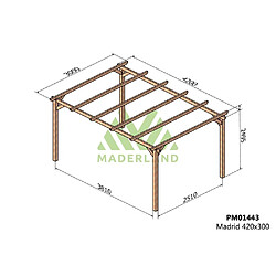 Maderland Pergola en bois massif Madrid 420 x 300 cm