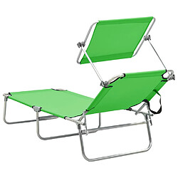 Acheter vidaXL Chaise longue pliable avec auvent acier vert pomme