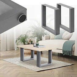 Ecd Germany Set 2 Pieds de table piètement banc en acier design industriel gris 40 x 43 cm