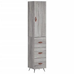 vidaXL Buffet haut Sonoma gris 34,5x34x180 cm Bois d'ingénierie