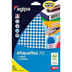 Pastille adhésive Ø 8 mm Agipa 11430 bleue - pochette de 2940 