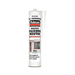 Mastic silicone neutre Rubson bâtiment blanc carton de 12 cartouches 300 ml