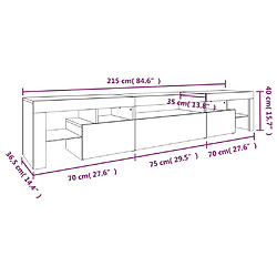 vidaXL Meuble TV avec lumières LED Chêne marron 215x36,5x40 cm pas cher