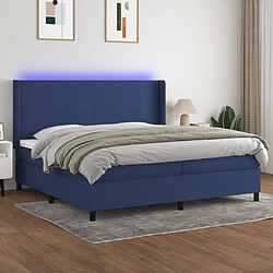 Sommier à lattes et matelas LED,Cadre à lattes de lit pour Adulte Bleu 200x200 cm Tissu -MN88050