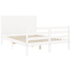 Maison Chic Cadre/structure de lit avec tête de lit pour adulte - Lit Moderne Chambre blanc petit double bois massif -MN54626 pas cher