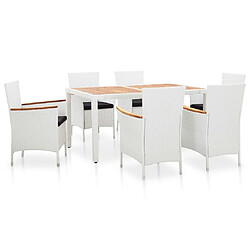 Maison Chic Salon de jardin 7 pcs - Table et chaises d'extérieur - Mobilier/Meubles de jardin Moderne résine tressée blanc -MN90018