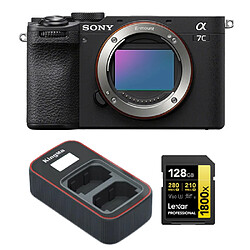 Sony Alpha A7C II Body Noir Boîtier +Lexar 128GB Professional 1800x UHS-II SDXC Memory Card + Kingma Sony NP-FZ100 LCD Dual USB charger