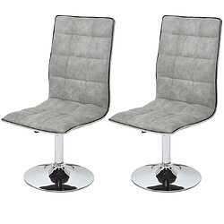 Decoshop26 Lot de 2 chaises de salle à manger cuisine ajustable à hauteur variable tissu gris 04_0000222