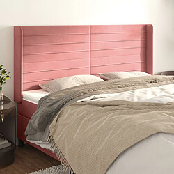 Maison Chic Tête de lit scandinave avec oreilles,meuble de chambre Rose 183x16x118/128 cm Velours -MN11688