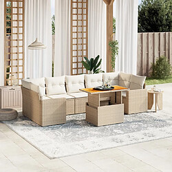 vidaXL Salon de jardin avec coussins 8 pcs beige résine tressée