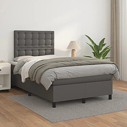 Avis Maison Chic Lit adulte- Lit + matelas,Sommier à lattes de lit avec matelas gris 120x190 cm similicuir -GKD86803