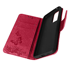 Avizar Étui Motif papillon et fleur Samsung Galaxy A33 Portefeuille Support Vidéo Rouge