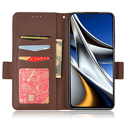 Etui en PU texture litchi, fermeture magnétique avec support, marron pour votre Xiaomi Poco X4 Pro 5G