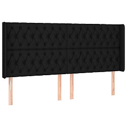 Avis Maison Chic Tête de lit scandinave à LED,meuble de chambre Noir 203x16x118/128 cm Tissu -MN16067