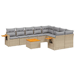 Maison Chic Salon de jardin avec coussins 10 pcs | Ensemble de Table et chaises | Mobilier d'Extérieur beige résine tressée -GKD69565