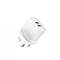 Jaym - Chargeur Secteur Double Usb-a 12w 2,4a Blanc - Prise UK + Dubai