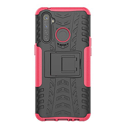 Wewoo Coque Pour OPPO Realme 5 Pro Texture de pneu TPU antichoc + PC Housse de protection avec support rose