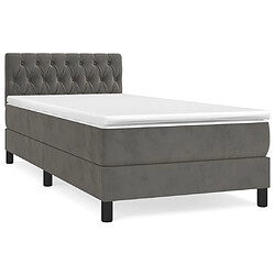 Maison Chic Lit Adulte - Lit simple Lit à sommier tapissier et matelas moelleux - Meuble de Chambre - Gris foncé 90x190 cm Velours -MN28629