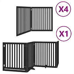 vidaXL Barrière pour chien porte pliable 12panneaux noir bois peuplier