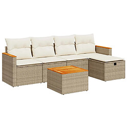 vidaXL Salon de jardin avec coussins 6 pcs beige résine tressée