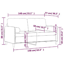 vidaXL Canapé 2 places avec oreillers gris foncé 140 cm velours pas cher