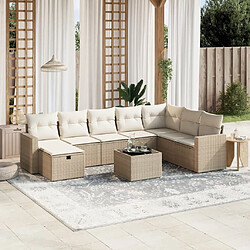 Maison Chic Salon de jardin avec coussins 9 pcs, Ensemble Tables et chaises de jardin, beige résine tressée -GKD268356