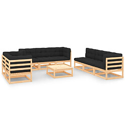 Maison Chic Salon de jardin 9 pcs + coussins - Mobilier/Meubles de jardin - Table et chaises d'extérieur Bois de pin massif -MN54198