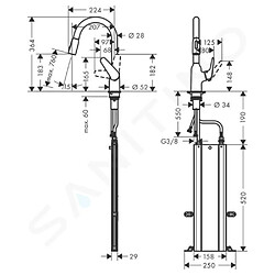 Acheter HANSGROHE Mitigeur cuisine Focus M42 2 jets Bec haut chrome douchette extractible