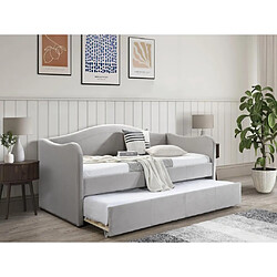 Vente-Unique Lit banquette gigogne 2 x 90 x 190 cm - Velours - Gris clair + Matelas - MATHILDE