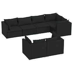 Maison Chic Salon de jardin 7 pcs + coussins - Mobilier/Meubles de jardin - Table et chaises d'extérieur Noir Résine tressée -MN65729