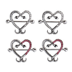 Acheter 1 paire mamelon bouclier barbell twined coeur de serpent bijoux nipplering blanc