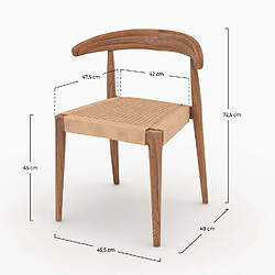 Rendez Vous Deco Chaise Alia en bois de teck et cordage type loom (lot de 2)