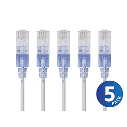 Monoprice Cat6A Ethernet Patch Cable | Snagless RJ45 | UTP | Pure Bare Copper Wire | 10G | 30AWG | 5-Pack | SlimRun Series