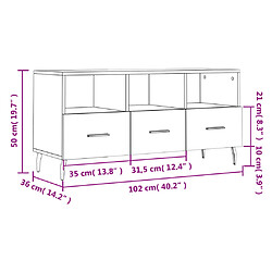 vidaXL Meuble TV gris béton 102x36x50 cm bois d'ingénierie pas cher