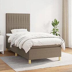 Maison Chic Lit adulte- Lit + matelas,Sommier à lattes de lit avec matelas Taupe 80x200 cm Tissu -GKD35926